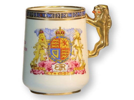 1937 George VI Coronation Mug w/ Gilded Lion