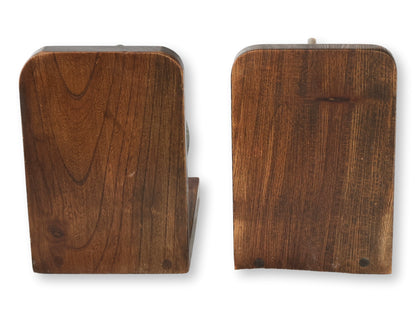 Midcentury Italian Globe Bookends with Brass Rings