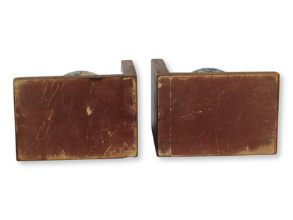 Midcentury Italian Globe Bookends with Brass Rings