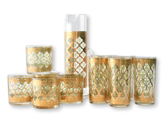 Midcentury Culver Valencia Gilt Cocktail Set