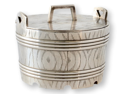 19th Century Silver-Plate Barrel Butter Dish