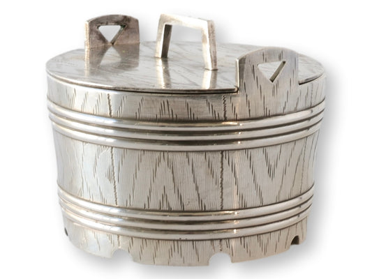 19th Century Silver-Plate Barrel Butter Dish