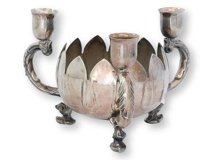 Early 20th English Candleholder with Flower Arranging Pot