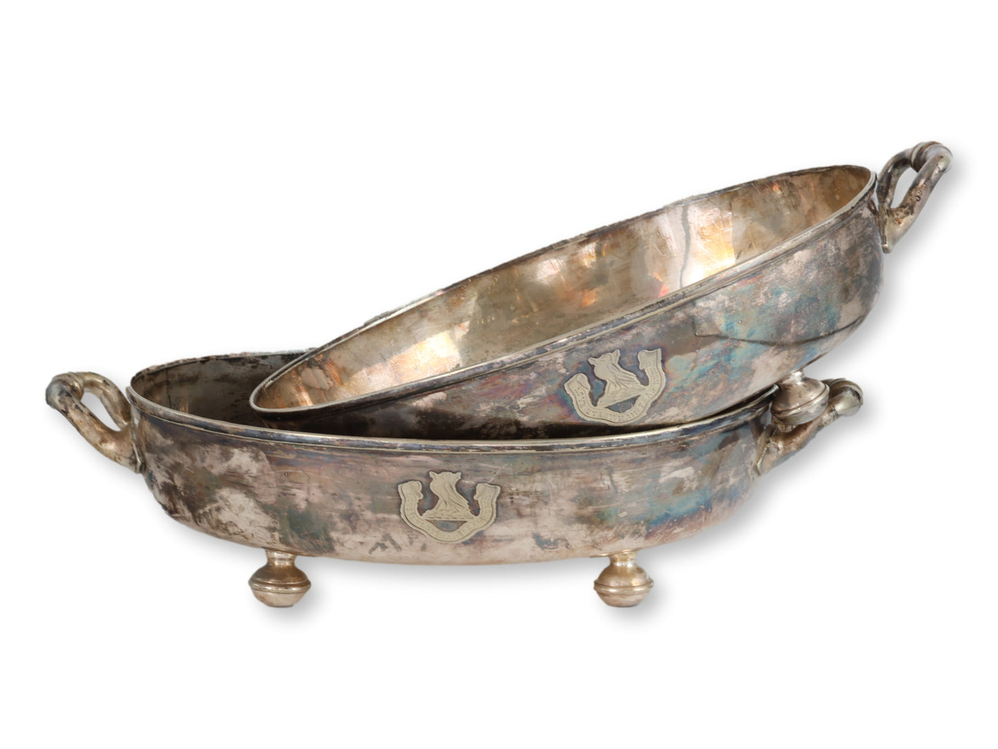 c. 1850 English Elkington Crested Silverplate Serving Dishes