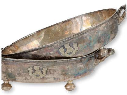c. 1850 English Elkington Crested Silverplate Serving Dishes