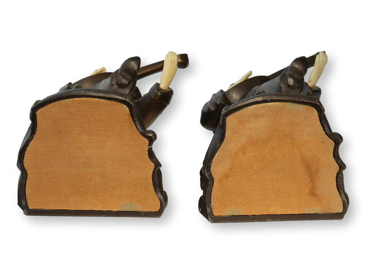 Pierrot Figural Bookends Spelter and Celluloid Pair