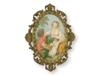 Pair Italian Brass Rococo Style Oval Wall Frames
