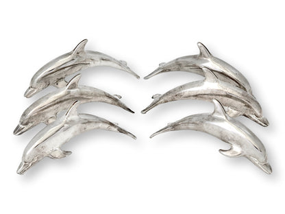 English Silverplate Dolphin Place Card Holders, Set of Six