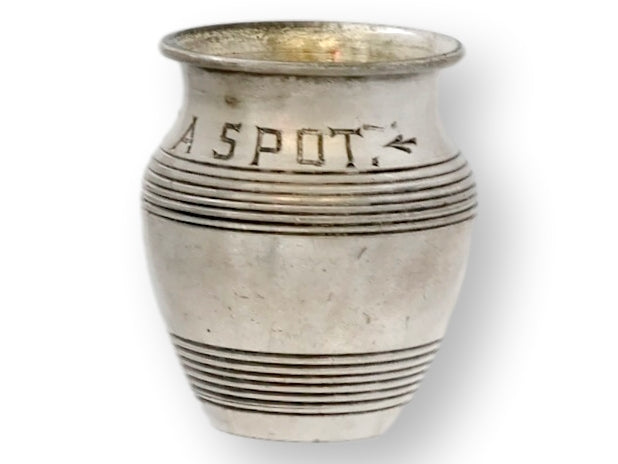 Early 20th English Silver-Plate 'Just a Spot' Mustard Pot
