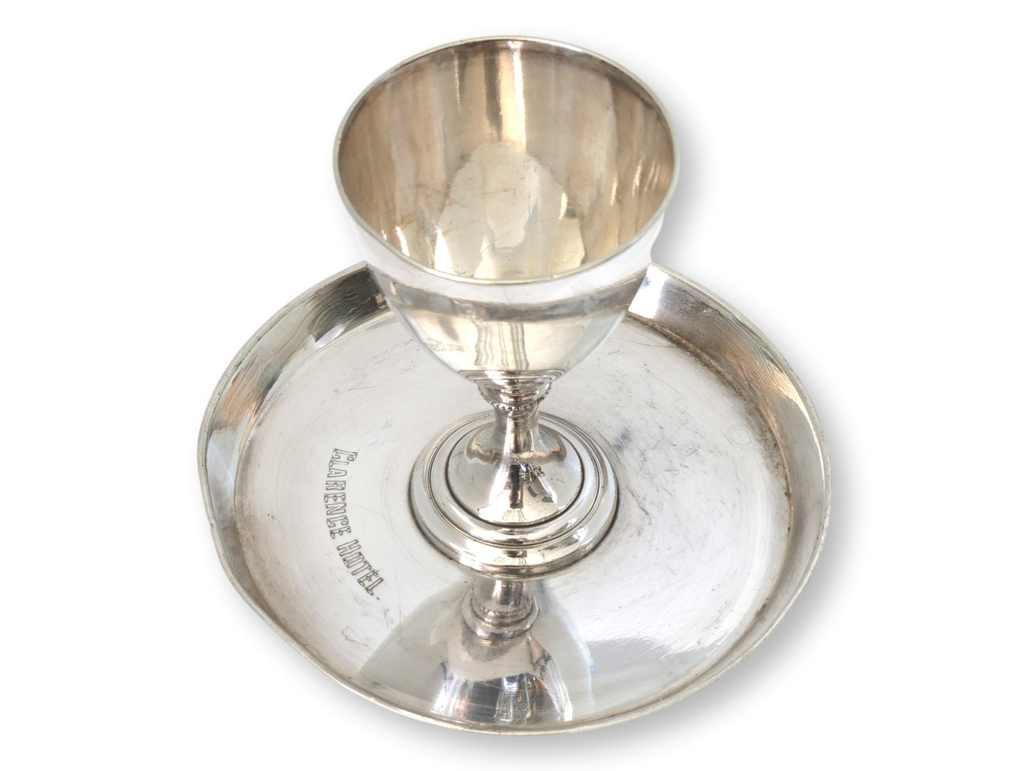Vintage Clarence Hotel London Silver-Plate Egg Cups