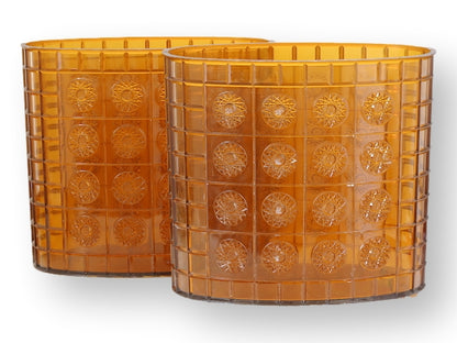 Pair of Midcentury Amber Lucite Wastebaskets