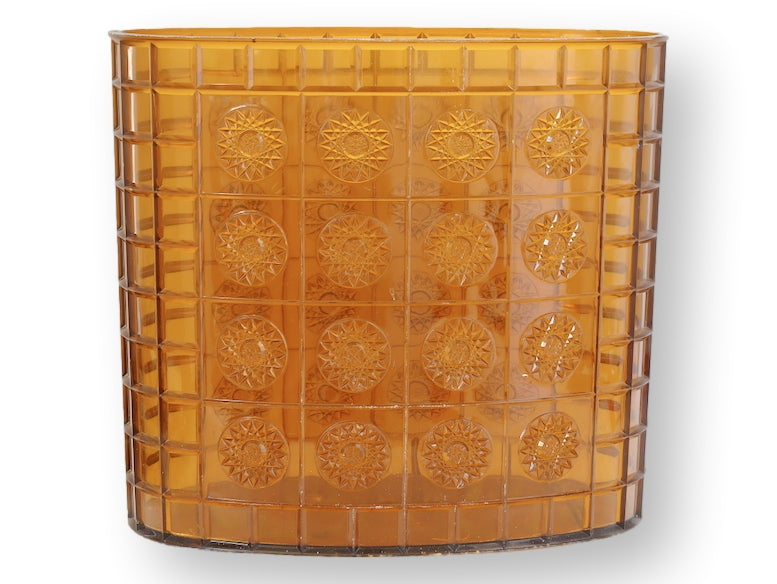 Pair of Midcentury Amber Lucite Wastebaskets