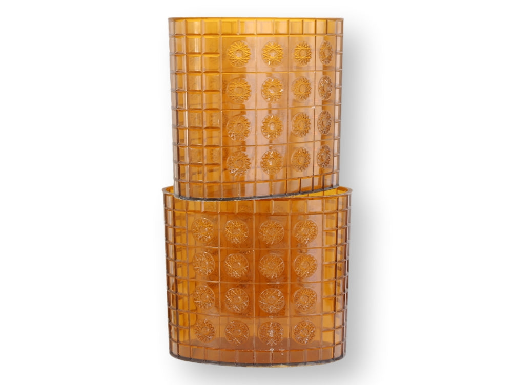 Pair of Midcentury Amber Lucite Wastebaskets