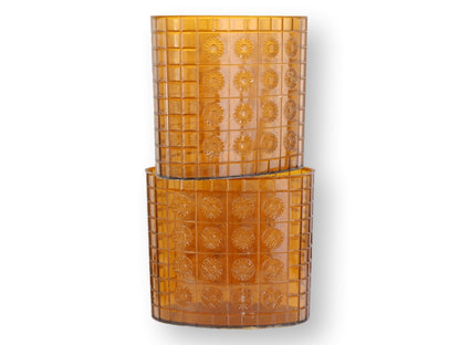 Pair of Midcentury Amber Lucite Wastebaskets