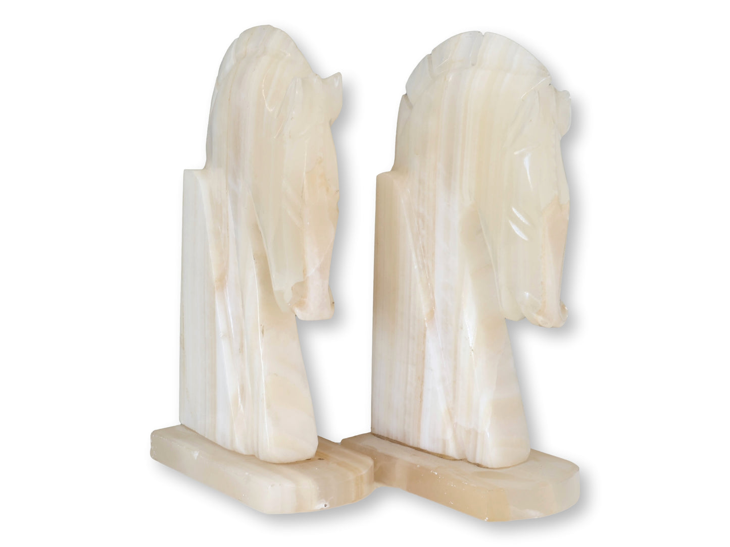 Midcentury Italian Alabaster Knight Bookends