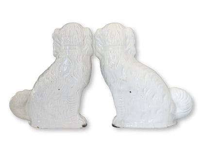 19th-C. 13" English Staffordshire King Charles Spaniel Dogs
