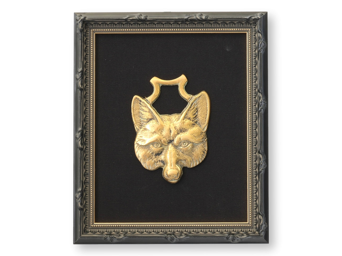 Framed Antique English Horse Brass – Fox Head Medallion