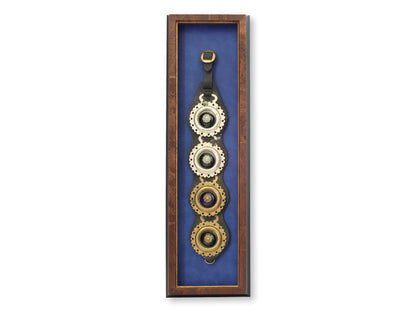 Framed Antique English Horse Brass Strap