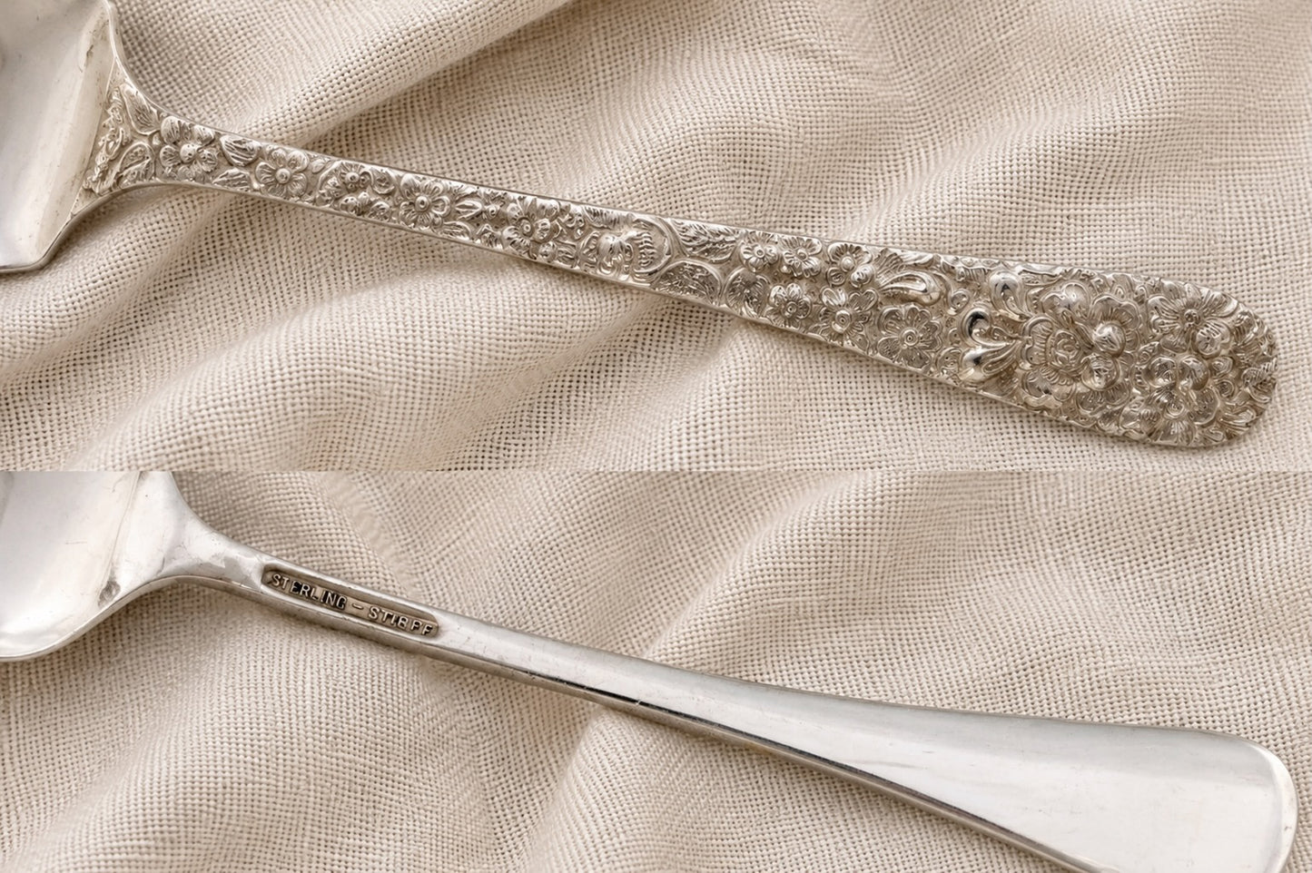 Kirk Stieff Rose Pattern Sterling Silver 3-Tine Serving Fork