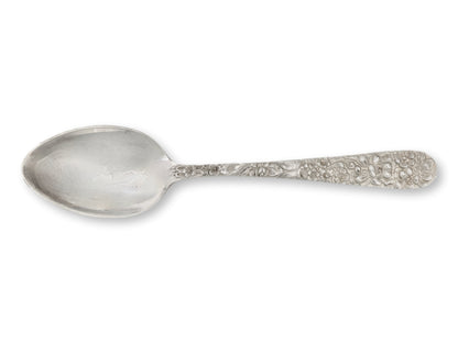 Kirk Stieff Rose Pattern Sterling Silver Teaspoons, Set of 7