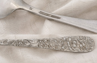 Kirk Stieff Rose Pattern Sterling Silver Teaspoons, Set of 7