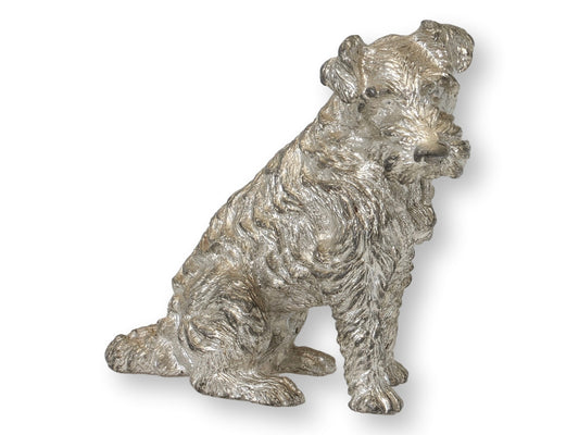 Midcentury English Silver-Plated Wirehaired Terrier
