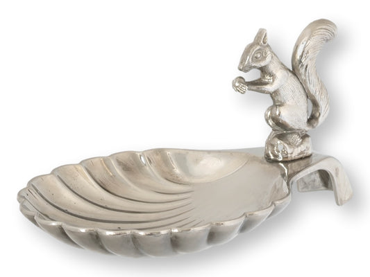 Midcentury English Silver-Plate Squirrel Trinket Dish