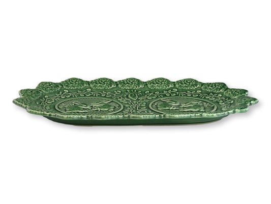 Bordallo Pinheiro Green Majolica Bunny Tray