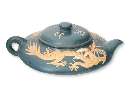 Early 1900s Chinese Yixing Zisha Clay Teapot w/Dragons