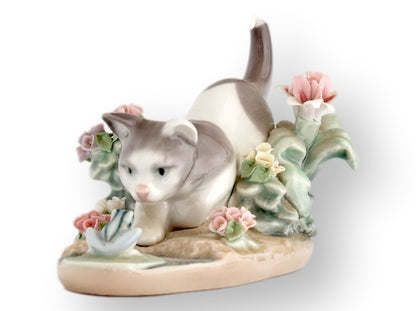 Lladro Porcelain Kitten & Frog Figurine