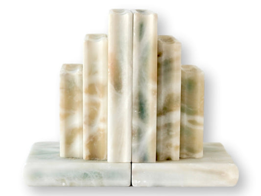 Midcentury Marble Stacked Book Form Bookends