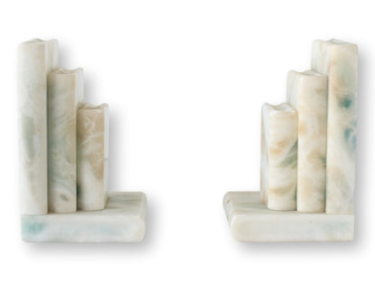 Midcentury Marble Stacked Book Form Bookends