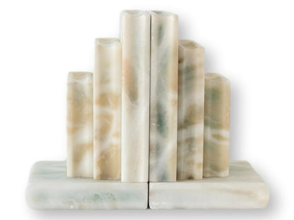 Midcentury Marble Stacked Book Form Bookends