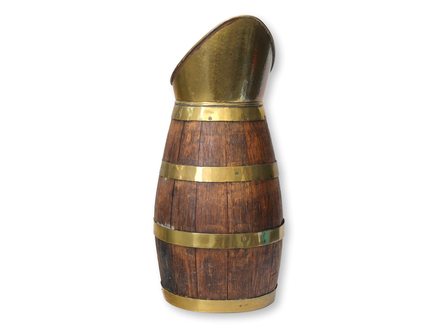 Antique Banded Oak Cane Stick / Umbrella Stand