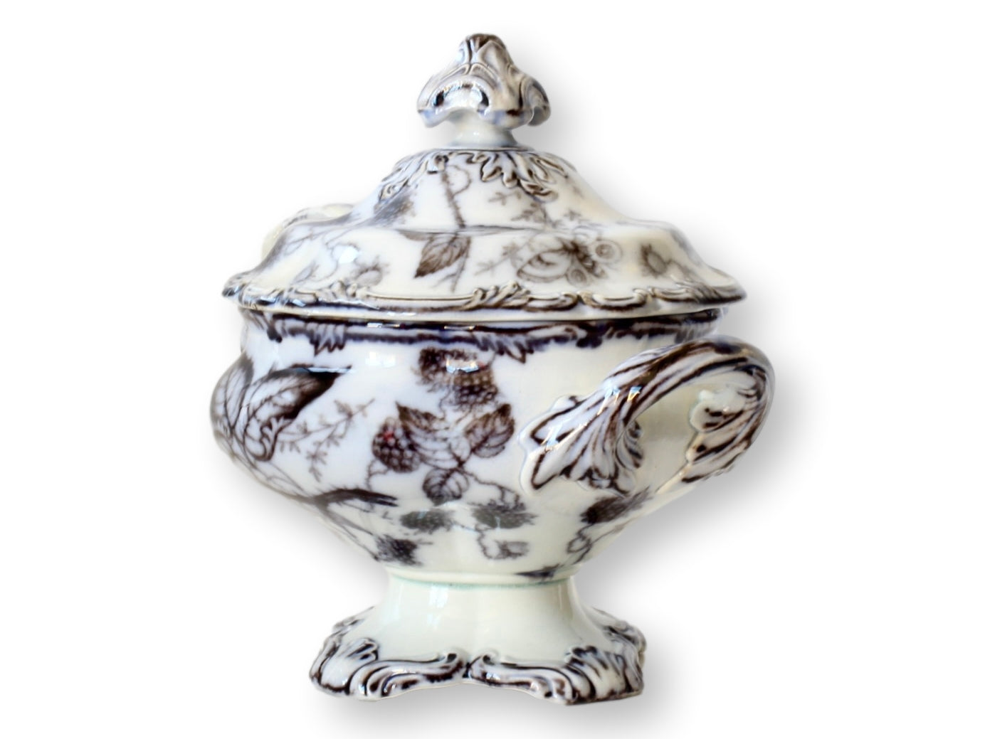 Antique Mulberry Ironstone Tureen w/Tray & Ladle