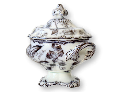 Antique Mulberry Ironstone Tureen w/Tray & Ladle