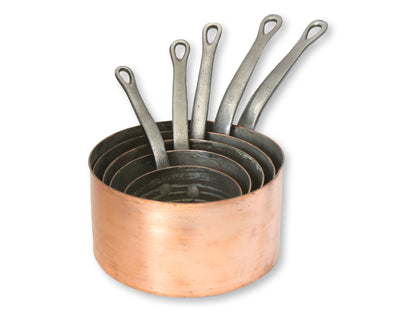 French Pro Grade Copper Pans, Set of 5