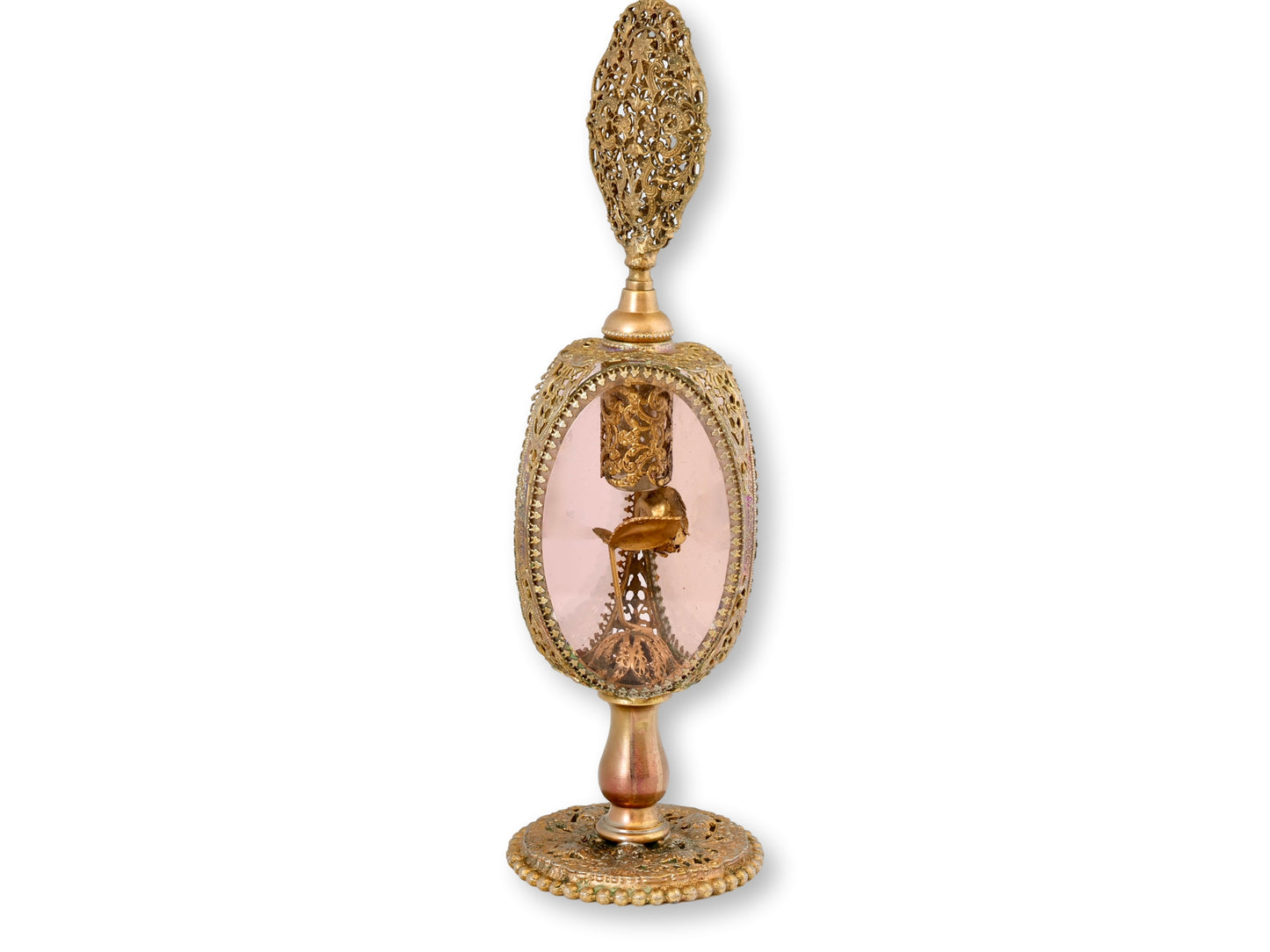 Hollywood Regency Pink Glass Perfume Bottle