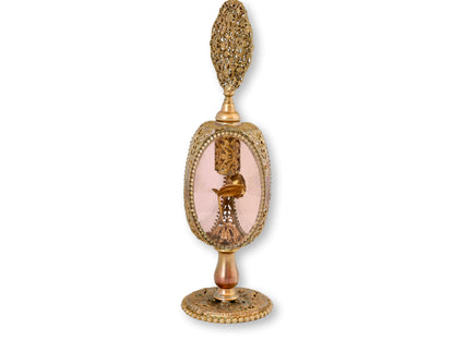 Hollywood Regency Pink Glass Perfume Bottle