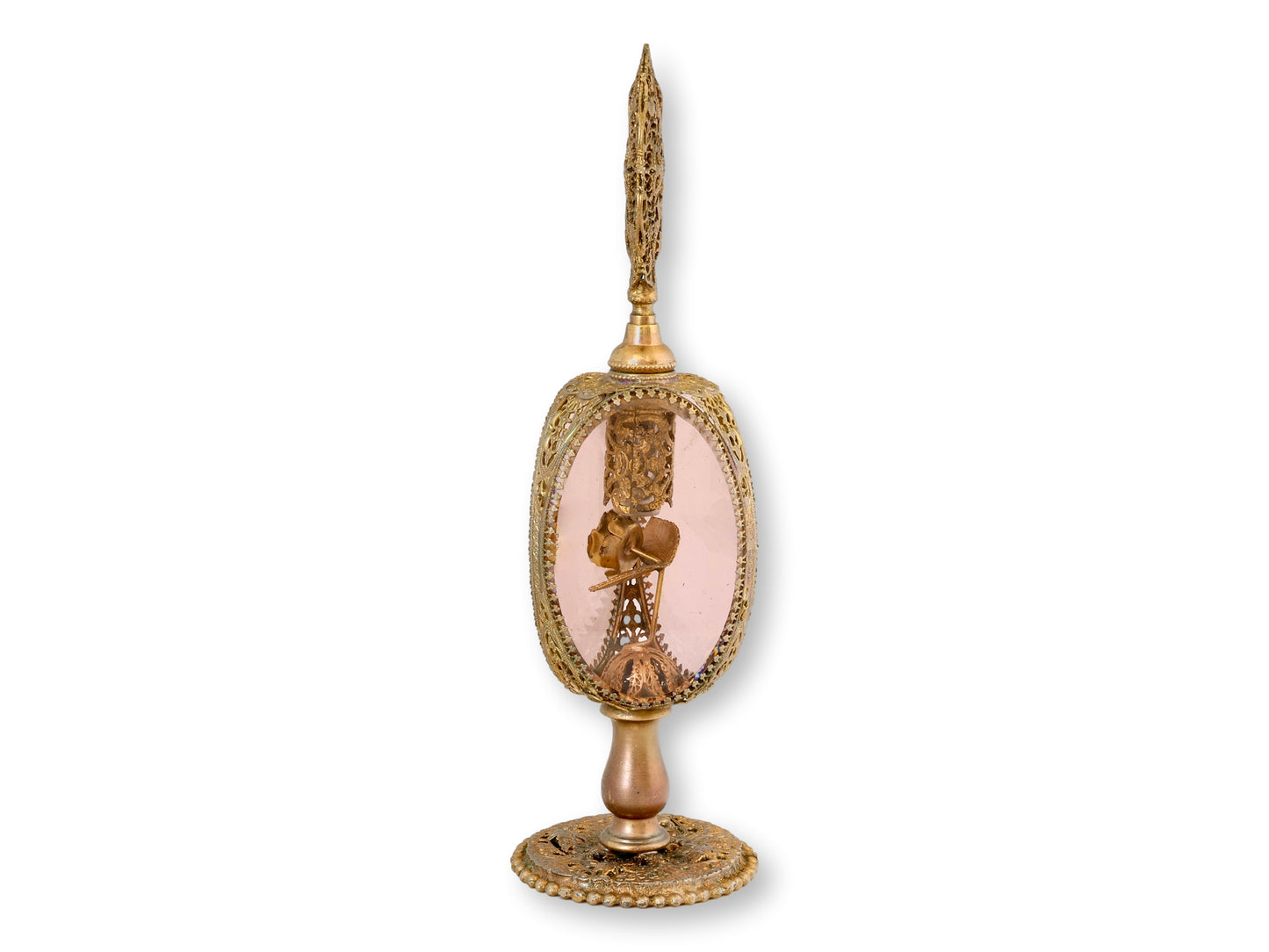 Hollywood Regency Pink Glass Perfume Bottle