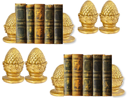 Two Pains of Large Gilt Acorn Bookends