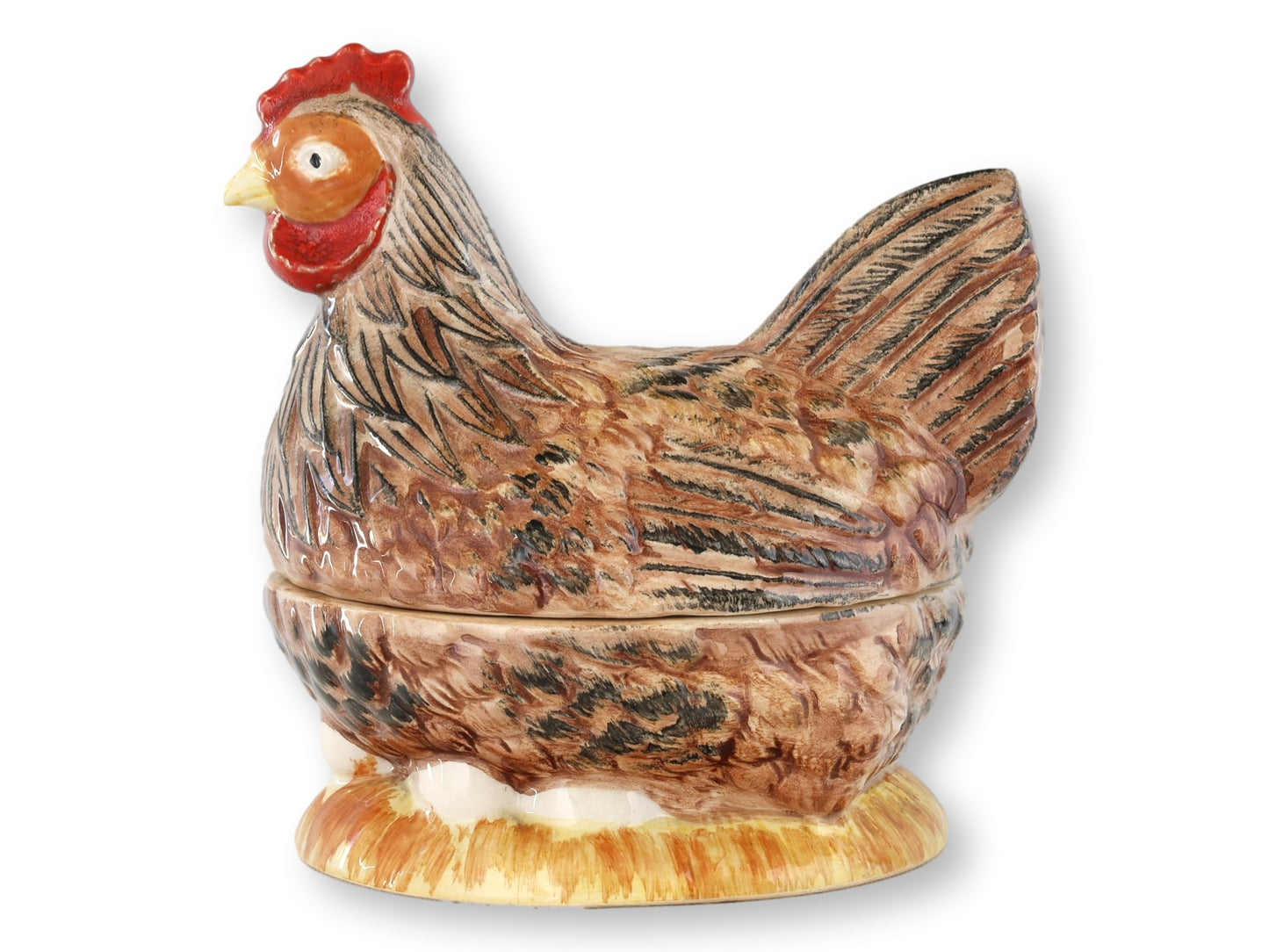 Pair of Michel Caugant French Majolica Hen Tureens