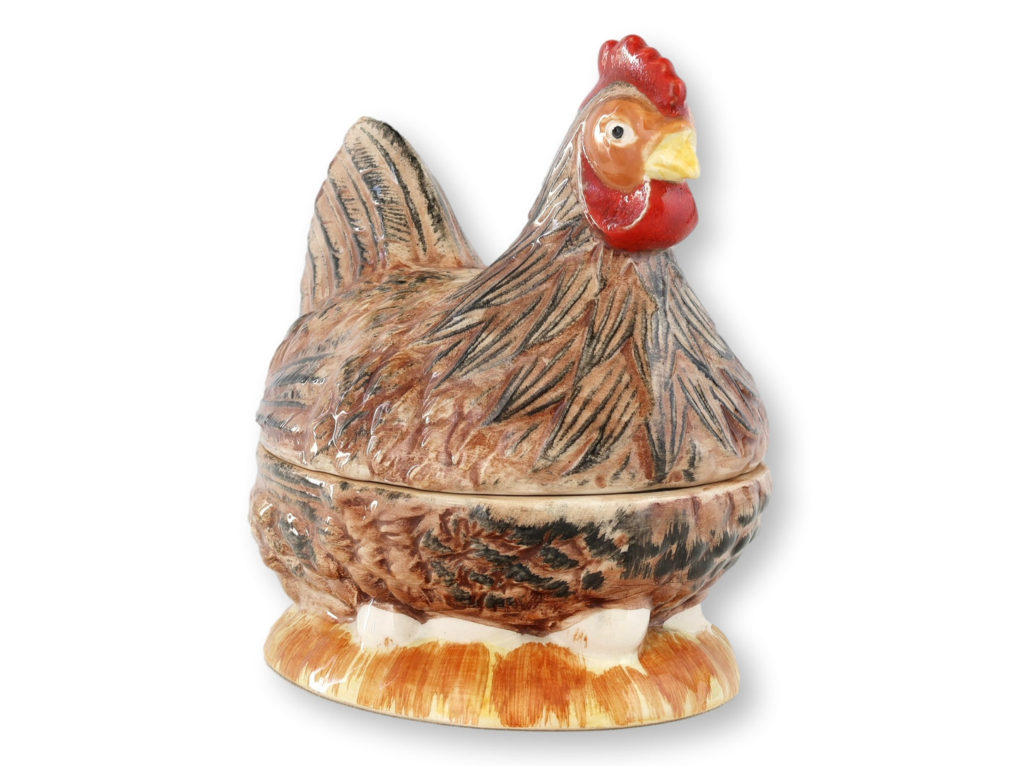 Pair of Michel Caugant French Majolica Hen Tureens