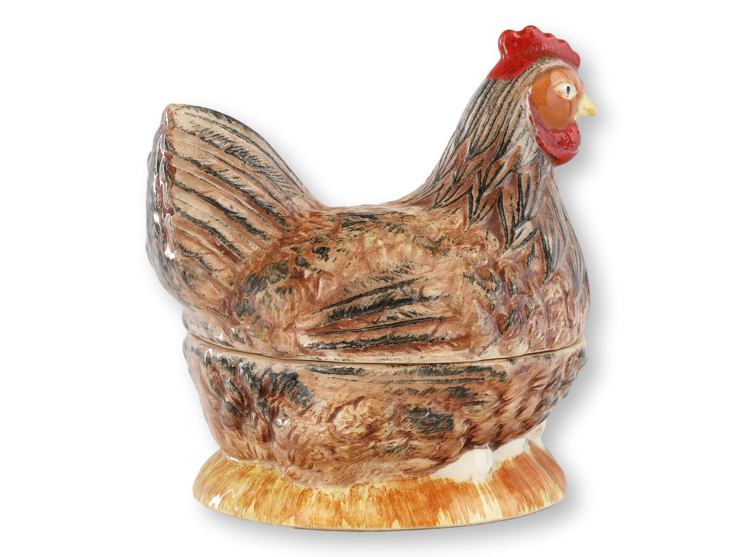 Pair of Michel Caugant French Majolica Hen Tureens