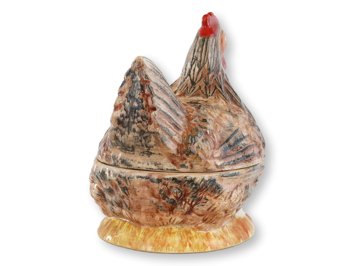 Pair of Michel Caugant French Majolica Hen Tureens