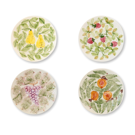 Midcentury Hand-Painted Faience Fruit Plates