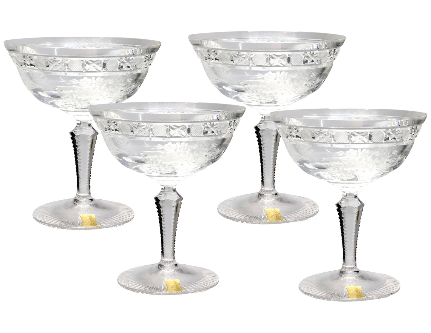 Echt Meissner Meissen Crystal Champagne Coupes, Set of 4