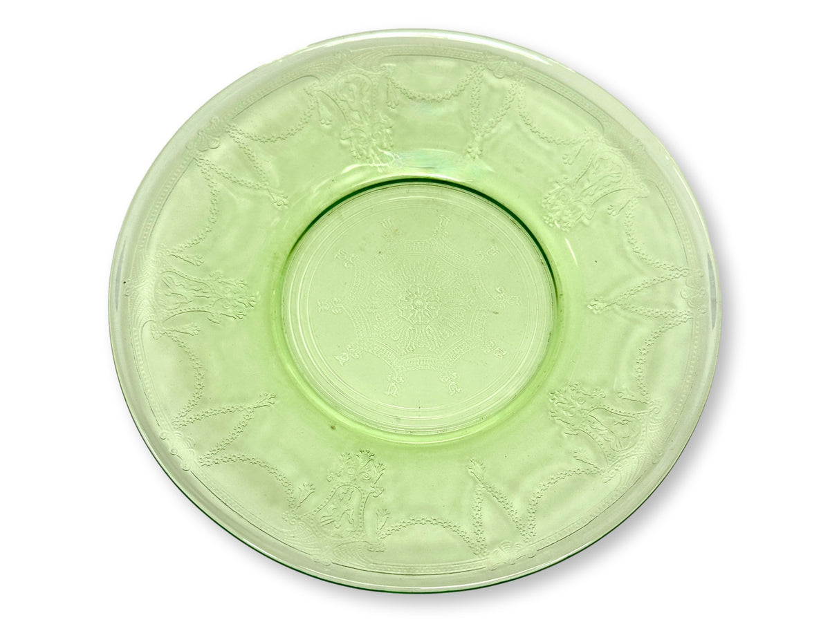 1930s Anchor Hocking Cameo Green Depression Glass Luncheon Plates, Set of 8