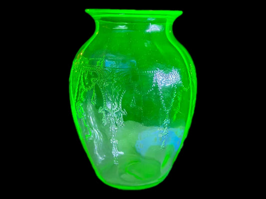 1930s Anchor Hocking "Cameo Ballerina Dancing Girl" Vase