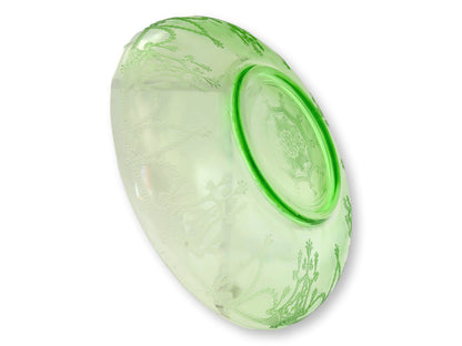 1930s Anchor Hocking Cameo Green Depression Glass Fruit Bowls, Pair
